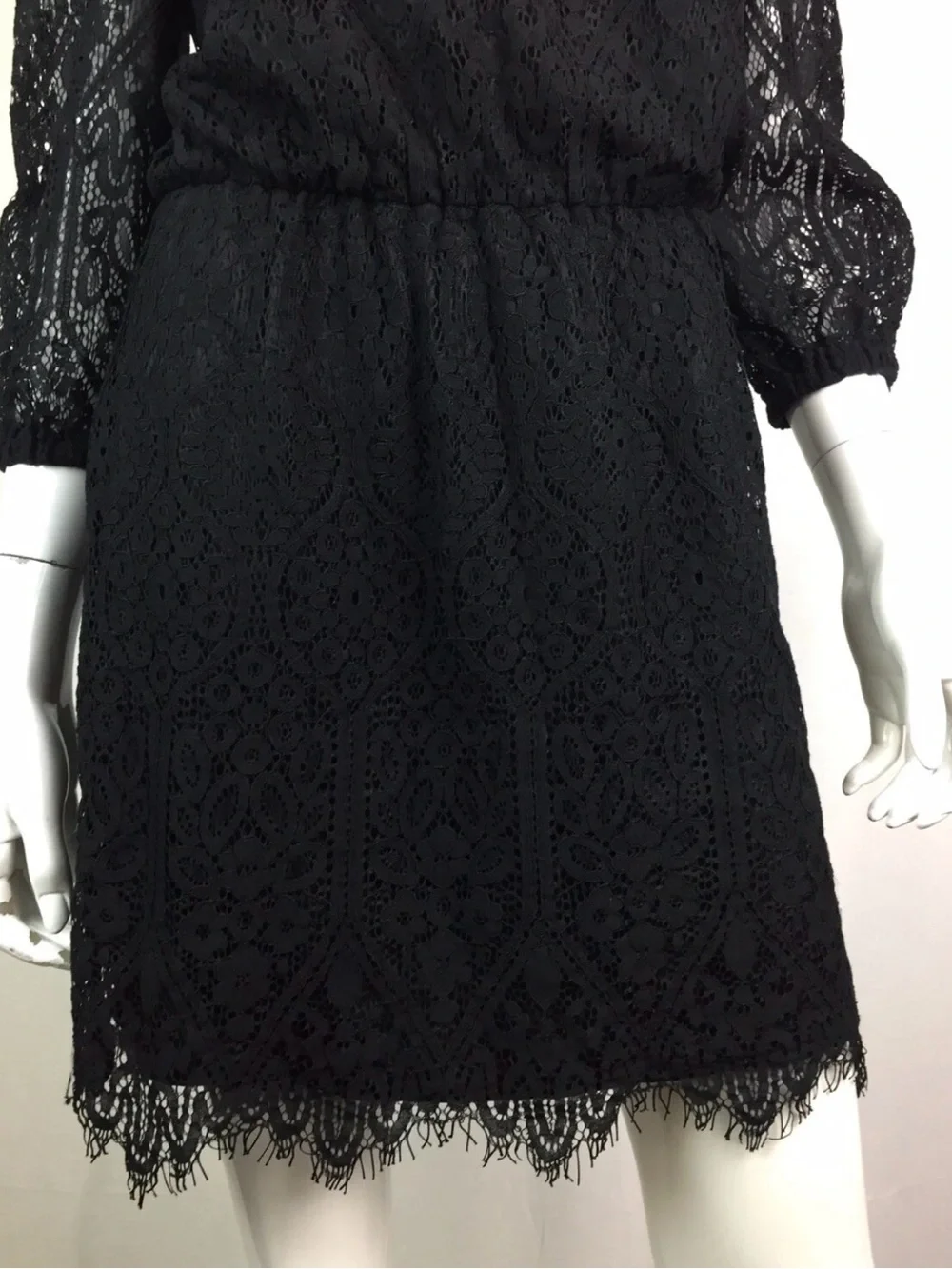 White House Black Market Women's 2 Lace Off Shoulder 3/4 Sleeve Shift Dress